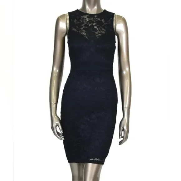 Black Lace Mini Dress - Picture 3 of 6